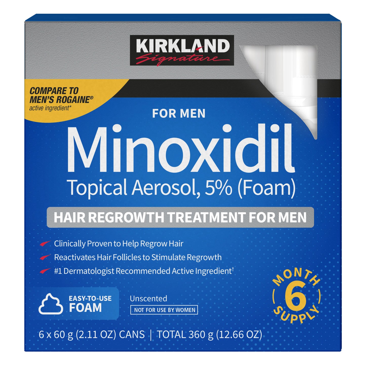 KIRKLAND foam 5% Minoxidil Extra Strength – Hair Regrowth for Men | 6-Month Supply