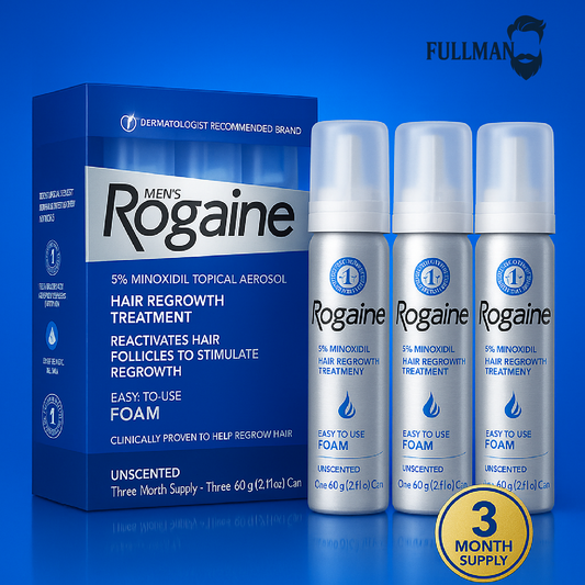 Men'S  5% Rogaine Minoxidil Foam for Hair Regrowth, Topical Hair Loss Treatment for Men to Regrow Fuller, Thicker Hair, 3-Month Supply, 3 X 2.11 Oz