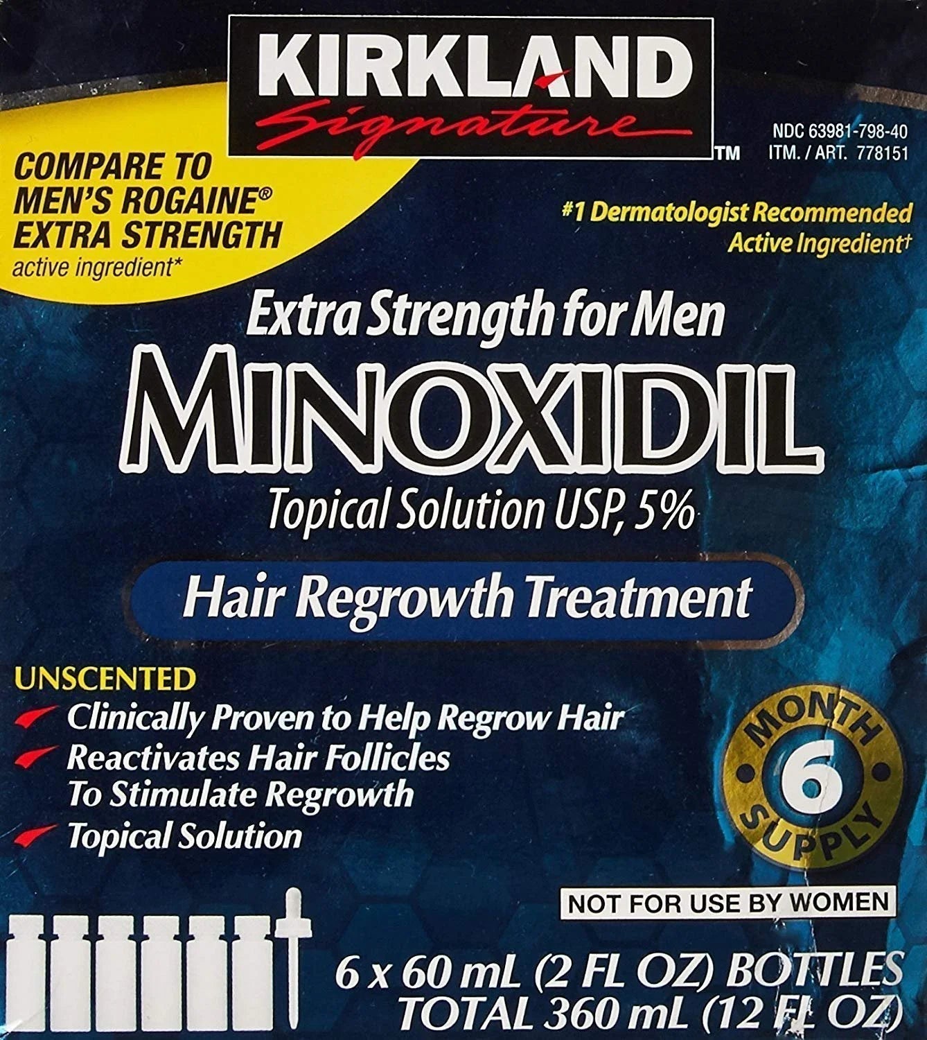 Hair Regrowth for Men – 5% Minoxidil Extra Strength | 6-Month Supply