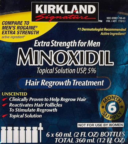 Hair Regrowth for Men – 5% Minoxidil Extra Strength | 6-Month Supply